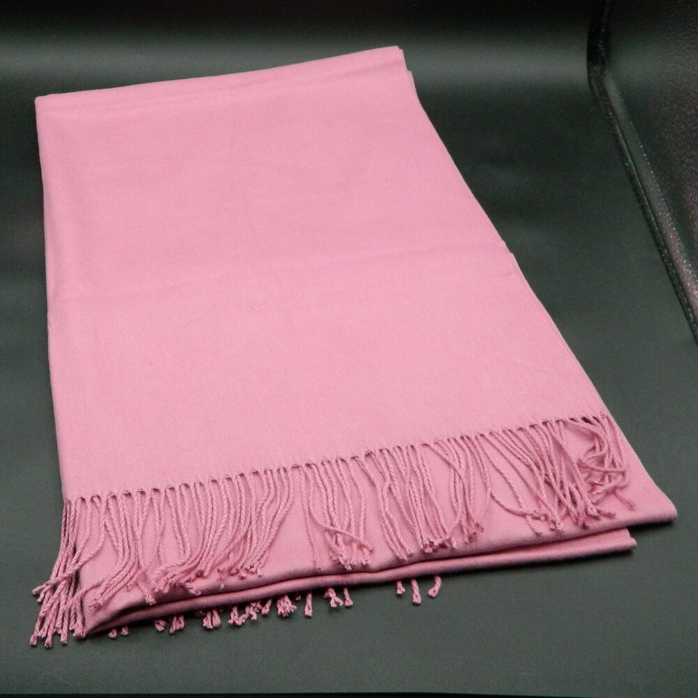 Cashmere Brand Pink Pashmina Scarf with fringe